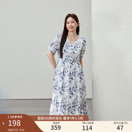 纖莉秀【復古文藝度假風繡花V領連衣裙】大碼女裝胖mm2025夏新款0971 花色 2XL