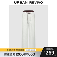 UR2025秋季新款女摩登中性休閑撞色格紋抽繩闊腳褲UYV650107 花灰 XS