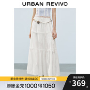 UR2025夏季新款女波嬉風(fēng)氛圍感花邊長(cháng)款白色半裙UYL550042 本白 (面料微透) S (XS-S)