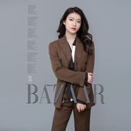 女職業(yè)裝形象照西裝套裝出租 面試正裝播音主持藝考工裝西服租賃 棕色褲裝款（外套+褲子）租1天 M
