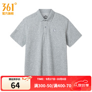 361°運(yùn)動(dòng)t恤男夏季新款常規(guī)舒適上衣翻領(lǐng)短T恤 仿棉中花灰 4XL