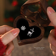 墨利亞（Meliades）S925純銀圣誕雪花鹿耳釘女時(shí)尚小眾感不對稱(chēng)耳飾圣誕系列禮物 鋯鉆雪花小鹿/白金色/925