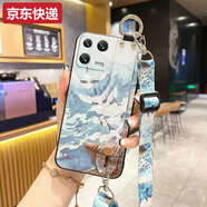 藍彩和適用小米14手機殼13保護套12硅膠11腕帶10斜挎15背帶全包9防摔cc9個性8SE女款civi2/3掛繩4pro掛脖 514-飛天白鶴送斜挎背帶掛繩 小米15Pro