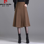 皮爾卡丹（pierre cardin）秋冬季毛呢半身裙加肥加大碼胖mm寬松遮肉高腰a字時尚氣質(zhì)女裙子 咖啡色 5XL 【適合180-200斤穿】