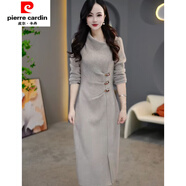 皮爾卡丹勝美優(yōu)雅減齡毛呢連衣裙女冬季2025新款修身加厚外穿打底裙子 杏色 3XL