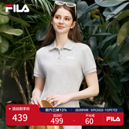 FILA斐樂女士連衣裙2025年夏季美式復(fù)古純色經(jīng)典顯瘦POLO領(lǐng)裙子 中色花灰-MG L 170/88A/L