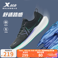 特步（XTEP）動(dòng)力巢科技跑步鞋男鞋減震透氣跑鞋路跑先鋒運(yùn)動(dòng)鞋男子網(wǎng)面回彈鞋 黑/宮廷綠/長春花籃紫 45