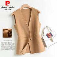 皮爾卡丹毛呢背心馬甲大衣女2025秋季新款高端短款小個(gè)子修身V領(lǐng)坎肩外套 駝色 M 建議90-105斤
