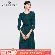 MORELINE沐蘭氣質(zhì)復(fù)古印花連衣裙女士洋氣顯瘦中長裙圓領(lǐng)高端奢華大牌 圖片色 L (170)