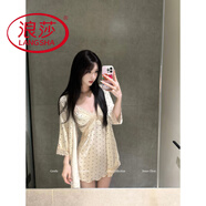 浪莎2025新款日系甜美少女吊帶睡裙家居服舒適波點(diǎn)睡衣套裝純欲性感 外披(均碼) L 165