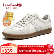 楓葉（leaveland）意大利男鞋2025新品真牛皮復(fù)古情侶款德訓(xùn)鞋戶外男士運(yùn)動(dòng)休閑板鞋 加絨-白色（皮鞋碼） 46