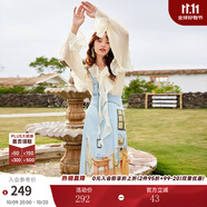 兩三事a字高腰半身裙女設(shè)計(jì)感2025夏季新款冬梵高印花背帶裙子 房間與花 藍(lán)色 M