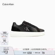 Calvin KleinJeans【七夕禮物】男士皮革拼接ck厚底休閑鞋運動鞋板鞋YM01123 0GM-太空黑 40