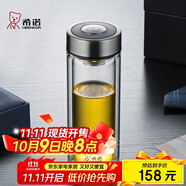 希諾（HEENOOR）雙層玻璃杯高檔商務(wù)辦公車載水杯男家用透明泡茶杯子 345mL