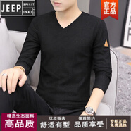 JEEP SPIRIT長(zhǎng)袖T恤男衛(wèi)衣休閑加肥加男裝潮流舒適肥佬上衣服針織打底衫 K01【薄款長(zhǎng) 袖】黑色 M