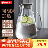 天喜（TIANXI）涼水壺高硼硅玻璃杯大容量冷水杯玻璃茶壺果汁杯2.2L學(xué)生禮物