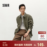 森馬長袖襯衫男冬季肌理感燈芯絨情侶格紋外穿式襯衣寬松101724105203