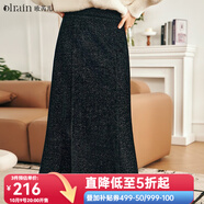 Olrain歐芮兒法式黑色半身長(zhǎng)裙女裝秋冬新款氣質(zhì)顯瘦魚尾直筒裙子 黑色 XL
