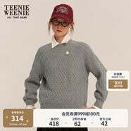 Teenie Weenie小熊絞花毛衣秋冬學(xué)院風(fēng)綿羊毛混紡針織衫 灰色 170/L