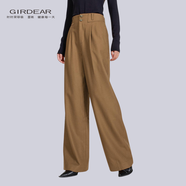 哥弟（GIRDEAR）秋季新款時(shí)尚高腰垂感簡(jiǎn)約通勤復(fù)古爆款長(zhǎng)褲1100468 日曬棕 S 2碼