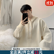 SMVP鹿毛絨廢土風(fēng)連帽毛衣男士冬季日系大碼復(fù)古慵懶軟糯針織衫外套 G1杏色 3XL 【160-175斤】