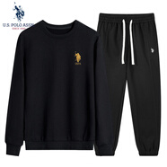 U.S. POLO ASSN.衛衣男春秋季新款運動(dòng)休閑服外套保羅男士t恤上衣服黑套裝 3XL