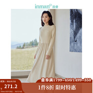 茵曼（INMAN）2025秋冬女裝新款燈芯絨連衣裙新品長袖休閑針織禮服中長裙子 淡香杏-18348727 S
