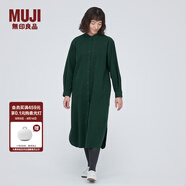 無印良品 MUJI 女式 法蘭絨 立領(lǐng)連衣裙  外套 秋冬穿搭 BC2F9C3A 深綠色 L 165/88A