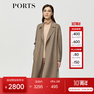 PORTS 寶姿秋冬新品優(yōu)雅長(zhǎng)袖中長(zhǎng)大衣ALM9C024NZF078 駝色 S (4)