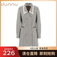 敦奴春季款優(yōu)雅時尚氣質(zhì)減齡格紋雙排扣女連衣裙 正黑色 XL