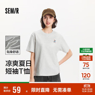 森馬（Semir）【多彩涼感T】短袖t恤女夏中長款寬松舒適刺繡上衣109324100007