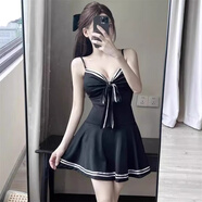 夜店女裝性感連衣裙夏裝新款低領(lǐng)吊帶短裙大碼收腰顯瘦夜場(chǎng)技師服 黑色 M 95-105斤