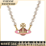 VVIENNE WESTLOCK【專(zhuān)柜正品】順豐包郵禮盒裝土星珍珠項鏈女士經(jīng)典帶鉆節日禮物 金色琺瑯珍珠項鏈