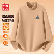 名創(chuàng  )優(yōu)品（MINISO）半高領(lǐng)打底衫男秋冬雙面磨毛抗菌長(cháng)袖t恤男士?jì)却詈?jiǎn)約風(fēng)德絨長(cháng)袖 卡其(mt三角墨灰胸標) L /175(30天質(zhì)量問(wèn)題全額退)