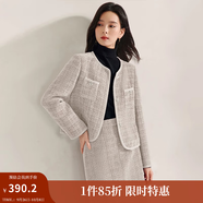 茵曼（INMAN）法式小香風(fēng)包臀半身裙秋高級感修身顯瘦一步裙子 珍珠白-G18448599 M