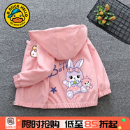 G.DUCKKIDS童裝女童外套春秋季新款一歲寶寶衣服小童女孩兔子夾克衫休閑裝 粉色狐貍兔【0589】 100 (建議身高90-100cm 3-4歲)