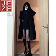 JEZE毛呢外套女2025秋冬季新款中長(cháng)款呢子大衣休閑小個(gè)子赫本風(fēng)韓系潮 星耀黑/秋冬新品【種草#高品質(zhì)】【z】 M 86-105斤【正版品質(zhì)】