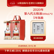 五糧液【官方旗艦】第八代 普五52度 濃香型白酒 2020年 500mL 2瓶 雙瓶裝（配手提袋）