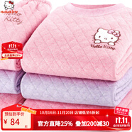 Hello Kitty女童保暖內(nèi)衣套裝加絨加厚純棉兒童夾棉秋衣秋褲套裝女全棉保暖衣 粉色3層夾棉 55501 140 cm適合135-145