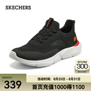 斯凱奇（Skechers）夏季男鞋新款輕便一腳蹬透氣網(wǎng)面休閑運動跑步鞋百搭慢跑鞋210281 黑色/210281-BLK 41.5