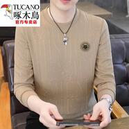 啄木鳥（TUCANO）男士長(zhǎng)袖t恤春秋季打底衫男裝潮流衛(wèi)衣體恤帥氣小衫百搭上衣服 Q5607卡其 M (90-115斤)