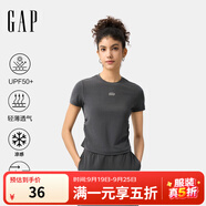 Gap【EasyChill系列】女裝2024夏季防曬涼感透氣易打理T恤540508 深灰色 M (165/84A) 亞洲尺碼