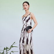 迪賽尼斯（DESIGNICE）夏季新款花色時尚歐美性感扎染吊帶度假風(fēng)連衣裙 花色 L