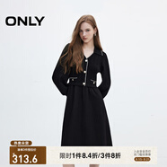 ONLY秋季氣質(zhì)優(yōu)雅拼接V領(lǐng)中長(zhǎng)裙針織連衣裙女|124307012 H1Z 黑色 S (160) 80A