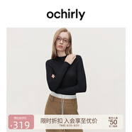 歐時力OCHIRLY 可機洗進口100%美麗諾羊毛毛衣女無縫一體高級感 黑色 S