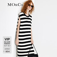 MO&Co.設(shè)計(jì)感直筒廓形黑白條紋連衣裙法式氣質(zhì)小眾設(shè)計(jì)感裙子摩安珂 黑白條色-第1批 S 160