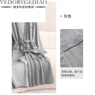 維多利亞的格調男士春秋長(cháng)袖純棉睡袍家居服休閑中長(cháng)款加大碼浴袍晨袍秋款睡衣 1903-灰色【舒適棉柔】 L