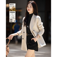 德瑪納【氣質(zhì)美學(xué)】冬季新西裝領(lǐng)修身長(cháng)袖雙排扣綿羊毛外套女短款