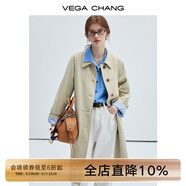 VEGA CHANG風(fēng)衣女款2025新款春秋英倫風(fēng)中長款寬松外套 卡其色 L