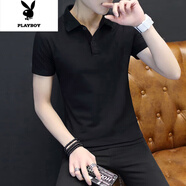 花花公子2件夏季短袖T恤男潮流翻領(lǐng)POLO·衫男士冰絲體恤有領(lǐng)上衣 【單件裝】POLO衫色tw黑色 3XL